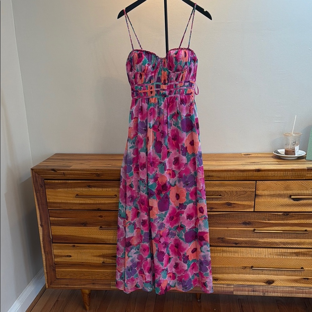 AQUA Pink Floral Maxi Dress - Picture 2 of 5